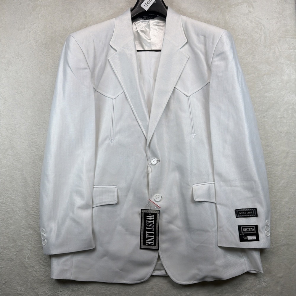 White Western Suit Mens Wedding Jacket Pants Set 46R 38 Rockabilly Vintage